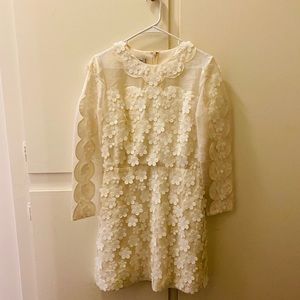 Lace floral dress with organza sleeve